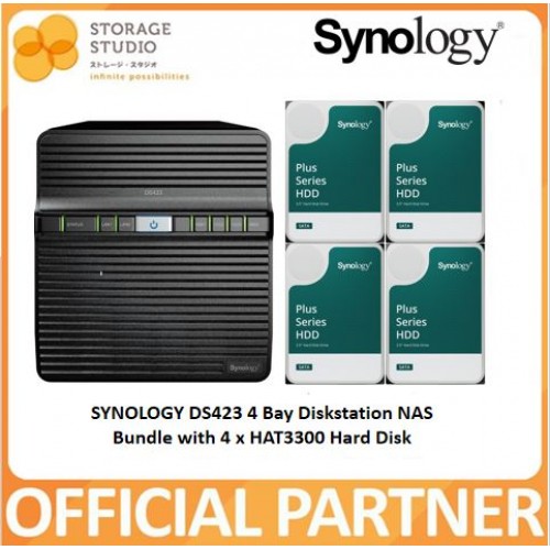 SYNOLOGY 4-Bay Diskstation DS423 Bundle with 4 x 6TB HAT3300 NAS Hard Disk. Singapore Local 3 Years Warranty 